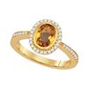 Image 1 : Womens Oval Citrine Diamond Solitaire Ring 1-1/2 Cttw 14kt Yellow Gold - REF-52K5Y