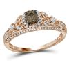 Image 1 : Round Brown Diamond Solitaire Bridal Wedding Engagement Ring 3/4 Cttw 14kt Rose Gold - REF-63M9H