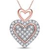 Image 1 : Womens Round Diamond Heart Pendant 1/6 Cttw 10kt Two-tone Gold - REF-9H5R