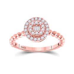 Womens Baguette Diamond Circle Cluster Ring 1/4 Cttw 10kt Rose Gold - REF-20N5F