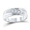 Image 1 : Mens Round Diamond Wedding Single Row Band Ring 1/4 Cttw 10kt White Gold - REF-22F5W