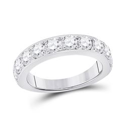 Womens Round Diamond Single Row Band Ring 1-3/4 Cttw 14kt White Gold - REF-162F9W