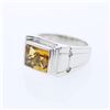 Image 1 : 3.07 CTW Citrine & Princess Diamond Ring 14K White Gold - REF-56F2N