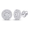 Image 1 : Womens Round Diamond Concentric Circle Cluster Earrings 1/2 Cttw 10kt White Gold - REF-38A9M