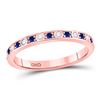 Image 1 : Womens Round Blue Sapphire Diamond Alternating Stackable Band Ring 1/4 Cttw 10kt Rose Gold - REF-16H