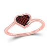 Image 1 : Womens Round Red Color Enhanced Diamond Heart Cluster Ring 1/20 Cttw 10kt Rose Gold - REF-11X9A