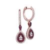 Image 1 : Womens Round Ruby Diamond Teardrop Dangle Earrings 7/8 Cttw 18kt Rose Gold - REF-98A5M