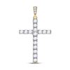 Image 1 : Womens Round Diamond Cross Pendant 1/2 Cttw 14kt Yellow Gold - REF-32H5R