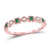 Image 1 : Womens Princess Emerald Diamond Square Dot Stackable Band Ring 1/8 Cttw 10kt Rose Gold - REF-12X9A