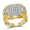 Image 1 : Mens Round Diamond Square Cluster Ring 2 Cttw 10kt Yellow Gold - REF-98R5X