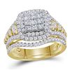 Image 1 : Princess Diamond Bridal Wedding Ring Band Set 1-1/2 Cttw 14kt Yellow Gold - REF-104W9K