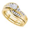 Image 1 : Round Diamond Bridal Wedding Ring Band Set 1/2 Cttw 14kt Yellow Gold - REF-68M5H