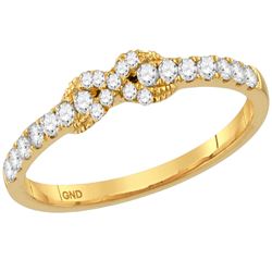 Womens Round Diamond Infinity Knot Stackable Band Ring 1/4 Cttw 10kt Yellow Gold - REF-18W9K