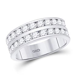 Mens Round Diamond Double Row Wedding Band Ring 2 Cttw 14kt White Gold - REF-164M5H