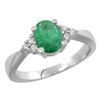 Image 1 : 1.06 CTW Emerald & Diamond Ring 14K White Gold - REF-36K3W