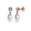 Image 1 : Genuine 8.06 ctw Pearl & Diamond Earrings 14KT Rose Gold - REF-27R4P