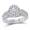 Image 1 : Round Diamond Bridal Wedding Ring Band Set 1 Cttw 14kt Two-tone Gold - REF-98Y5N