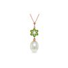 Image 1 : Genuine 4.53 ctw Pearl, Peridot & Diamond Necklace 14KT Rose Gold - REF-29Z7N