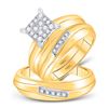 Image 1 : His Hers Round Diamond Square Matching Wedding Set 3/8 Cttw 10kt Yellow Gold - REF-47H9R