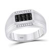 Image 1 : Mens Round Black Color Enhanced Diamond Rectangle Cluster Ring 3/8 Cttw 10kt White Gold - REF-34H5R