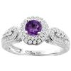 Image 1 : 0.92 CTW Amethyst & Diamond Ring 14K White Gold - REF-88M7A