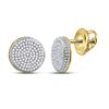 Image 1 : Mens Round Diamond Circle Cluster Stud Earrings 5/8 Cttw 10kt Yellow Gold - REF-36Y9N