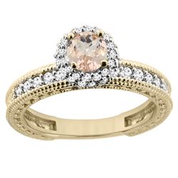 0.79 CTW Morganite & Diamond Ring 14K Yellow Gold - REF-67A3X