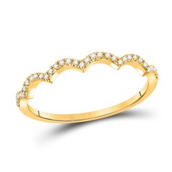 Womens Round Diamond Scalloped Stackable Band Ring 1/10 Cttw 10kt Yellow Gold - REF-8N5F