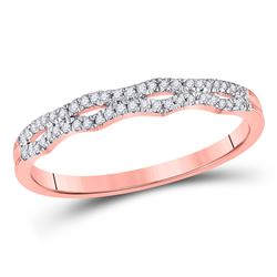 Womens Round Diamond Stackable Band Ring 1/8 Cttw 10kt Rose Gold - REF-10A5M