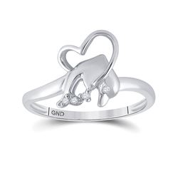 Womens Round Diamond Dolphin Ring .02 Cttw 10kt White Gold - REF-9X9A