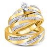 Image 1 : His Hers Marquise Diamond Solitaire Matching Wedding Set 3/4 Cttw 10kt Yellow Gold - REF-57X5A