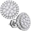 Image 1 : Womens Round Diamond Circle Cluster Earrings 1-1/2 Cttw 14kt White Gold - REF-104W9K