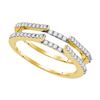 Image 1 : Womens Round Diamond Ring Guard Wrap Solitaire Enhancer 1/2 Cttw 14kt Yellow Gold - REF-44K9Y