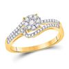 Image 1 : Round Diamond Cluster Bridal Wedding Engagement Ring 1/3 Cttw 10kt Yellow Gold - REF-21R5X