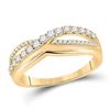 Image 1 : Womens Round Diamond Crossover Band Ring 1/2 Cttw 10kt Yellow Gold - REF-32M5H