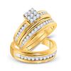 Image 1 : His Hers Princess Diamond Cluster Matching Wedding Set 1 Cttw 14kt Yellow Gold - REF-98H5R