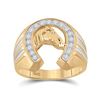 Image 1 : Mens Round Diamond Horseshoe Ring 1/4 Cttw 10kt Yellow Gold - REF-31X9A