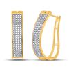 Image 1 : Womens Round Prong-set Diamond Four Row Hoop Earrings 1/2 Cttw 10kt Yellow Gold - REF-28F5W