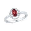 Image 1 : Womens Oval Lab-Created Garnet Solitaire Ring 3/4 Cttw 10kt White Gold - REF-10A5M