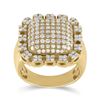 Image 1 : Mens Round Diamond Pillow Cluster Ring 2-1/2 Cttw 10kt Yellow Gold - REF-159X9A