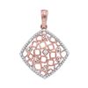 Image 1 : Womens Round Diamond Offset Square Cluster Pendant 1/20 Cttw 10kt Two-tone Gold - REF-8Y5N