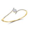 Image 1 : Womens Princess Diamond Bypass Bangle Bracelet 3/4 Cttw 14kt Yellow Gold - REF-80W9K