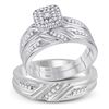 Image 1 : His Hers Round Diamond Square Matching Wedding Set 1/3 Cttw 10kt White Gold - REF-43M5H