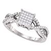 Image 1 : Womens Princess Diamond Square Cluster Ring 1/2 Cttw 10kt White Gold - REF-36H9R