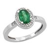 Image 1 : 1.15 CTW Emerald & Diamond Ring 10K White Gold - REF-37H6M