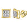 Image 1 : Mens Round Diamond Kite Square Earrings 1/12 Cttw 10kt Yellow Gold - REF-9M9H