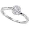 Image 1 : Womens Round Diamond Concentric Circle Cluster Ring 1/6 Cttw 10kt White Gold - REF-12X9A