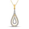 Image 1 : Womens Round Diamond Double Nested Teardrop Pendant 1/4 Cttw 10kt Yellow Gold - REF-17K5Y