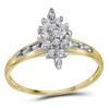 Image 1 : Womens Round Diamond Marquise-shape Cluster Ring 1/10 Cttw 10kt Yellow Gold - REF-9R5X