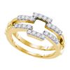 Image 1 : Womens Round Diamond Square Solitaire Enhancer Wedding Band 1/2 Cttw 14kt Yellow Gold - REF-46Y5N